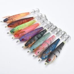 Baits Lures 10Pcs Top Quality Body Glow Squid Jigs Fishing Hard fishing Lure 10CM 10G Strong Hook 230113