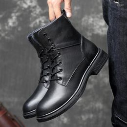 Boots Genuine Leather Tactical Military Mens High Quality Non-Slip Hiking Boot Army Black Combat Men Shoes Plus Size 36-50