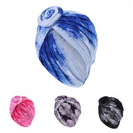 Berets Gloves Scarf Set Men Hat For Women Women's Wrap Head Cap Tie Dye Swirl Turban