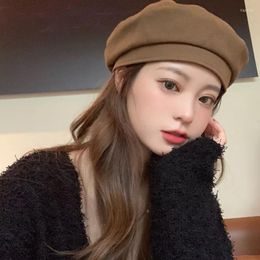 Berets Women Winter Hats Plaid Top Ins Style Japanese Military Cap Vintage Painter Hat 2023 Autumn Girls Caps