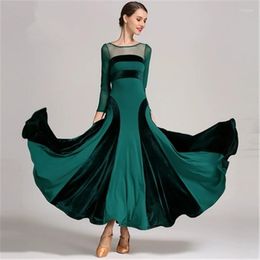 Stage Wear Green Adults Standard Ballroom Dress Modern Waltz Dance Competition Dresses For Women Long Sleeve