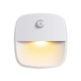 Night Lights Battery Powered Shelf Toilet Home Warm White Easy Instal Motion Sensor LED Light Kids Adults Bedroom Plastic Stick On