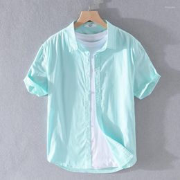 Men's Casual Shirts Style Italy Oxford Pure Cotton Shirt For Men Short Sleeve Solid Brand Fashion Summer Male Camiseta