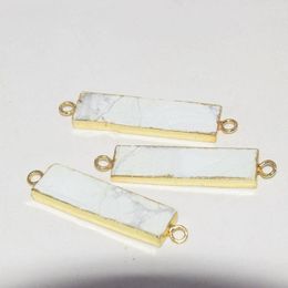 Pendant Necklaces Natural White Howlite Stone Connector Jewellery Making 2023 Female Long Rectangle Gold Plating Bezel Vintage Gem For Women