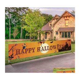 Party Decoration Outdoor Halloween Banner Pl Flag Decorations Celebrate Hanging Decor Porch Background Supplies Signs Foldable Drop Dhvwh