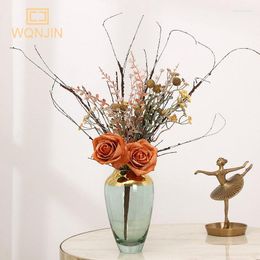 Decorative Flowers WQNJIN Vintage Artificial Silk Autumn Rose Branches Leaf Wedding Living Room Decoration Home Party Fake Plant