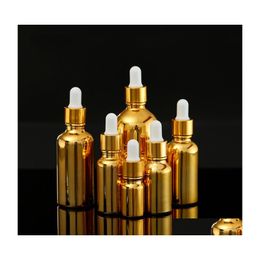 Cosmetic Set 50Pcs 5100Ml Dropper Bottles Gold Pipette Bottle Glass Essential Oil Refillable Vial For Mas Aromatherapy Per Drop Deli Dhrdc