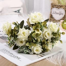 Decorative Flowers Artificial Flower Soft Texture Home Decoration Pography Props Wedding Bouquet Italian Rolled Rose Silk