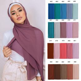 Ethnic Clothing Chiffon Scarf Hijab Headband Female Islamic Head Cover Wrap For Women Plain Colour Muslim Hijabs Hair Scarves Headscarf