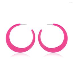 Hoop Earrings Korean Minimalist Pink Color Acrylic Resin For Women Personality C Shaped Earring Party Gift