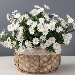 Decorative Flowers 9Branches Artificial Silk White Beauty Chrysanthemum Simulation Daisy Fake Decoration For Home Garden Office