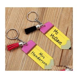 Party Favour Ups Personalised Blank Letter Tassel Key Chain Teachers Day Pencil Acrylic Drop Delivery Home Garden Festive Supplies Eve Dha0G