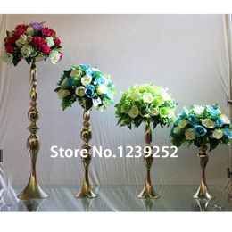 Candle Holders 5 Pcs Gold/Sliver Metal Holder 40cm Tall Stand For Wedding Event Candelabra Stick Flower Vase ( NO Flower)