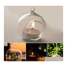 Candle Holders Crystal Glass Hanging Holder Candlestick Home Wedding Party Dinner Decor Round Air Plant Bubble Balls Drop Delivery Ga Dh3Ed