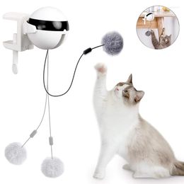 고양이 장난감 스마트 장난감 전기 자동 리프팅 모션 고양이를위한 애완 동물 플러시 공 대화 형 퍼즐 롤링 점프
