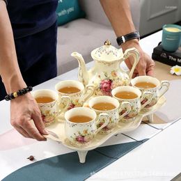 Cups Saucers European Court Style Luxury Bone China Coffee Pot Cup With Trays And Spoon Set Top-grade Tea Teaware