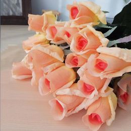 Decorative Flowers 10pcs /lot Single Branch Simulation Silk Rose Real Touch Bud Valentine's Gift Wedding Luxury Home Decor