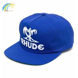 Coconut Trees Foam Printing Blue Rhude Sun Hat Men Women 1 1 High Quality Hip Hop Rhude Baseball Cap Adjustable Wide Brim