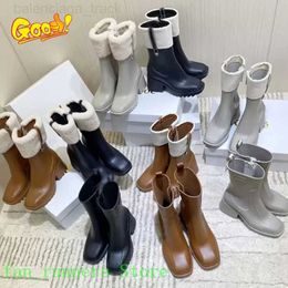 Triple s Womens Lambswool Canvas Rain Boots Rains Shoes Ankle Boot Pvc Grey Caramel Rubber Water Booties