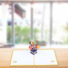 Greeting Cards 1pc 3D Up Envelope Laser Cut Post Card Birthday Christmas Valentine's Day Party Wedding Decoration