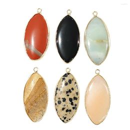 Charms Natural Stone Obsidian Marquise Pendant 22x45mm Amazon Edging Handmade DIY Necklace Sweater Chain Jewelry Accessories