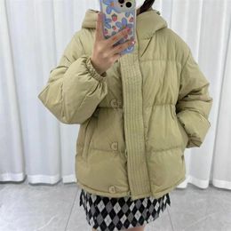 Women's Trench Coats 2023 Winter Women Korean Temperament Commute Hooded Down Jacket European And America High Street Elegant Thick Warm