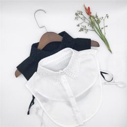 Bow Ties Elegant White Black Lapel Fake Collar For Womens Sweater Detachable Shirt False Blouse Top Clothes Accessory