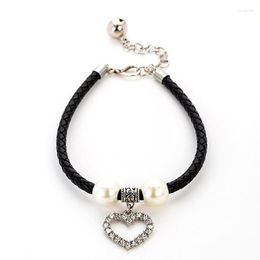 Dog Collars Fashion Rhinestone Pet Coller Puppy Cat Pearl Necklace Accessories Love Pets Dogs Cats Collar Jewelry Bells