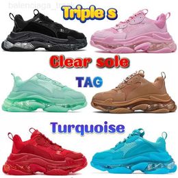 Triple s Fashion men women Casual Dad Shoes Turquoise Triple-S Designer Sneakers Triple s mint Crystal clear clean TPU