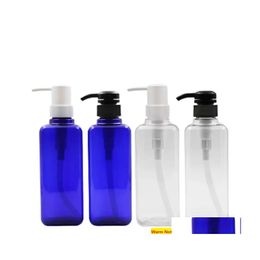 Packing Bottles Refillable Plastic Blue Clear Bottle Round Shoder Flat Square Shape Pet Lotion Press Pump Empty Cosmetic Packaging C Dhtho