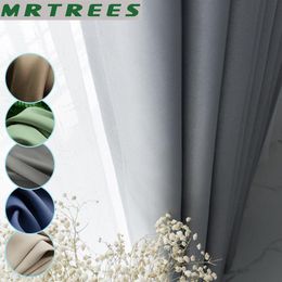 Curtain & Drapes MRTREES Modern Solid Blackout Curtains For Living Room Bedroom The Blinds Window Treatment Finished Top
