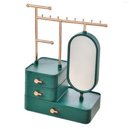 Storage Boxes Make Up Jewelry With Mirror Lipstick Organiser Accessories Display Supplies Box Elegant For Dresser Girls Women