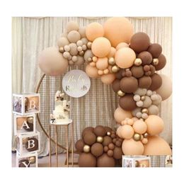 Party Decoration 114Pcs Balloons Garland Brown Mama To Be Later Balloon 518Inch Baby Shower Happy Birthday Double Apricot Year Drop Dhjdy