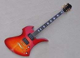 Cherry Sunburst Unusual Electric Guitar with Humbuckers Rosewood Fretboard Can be Customised