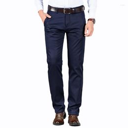 Calças masculinas de alta qualidade de algodão casual de algodão confortável Business reto preto caqui azul tamanho 46
