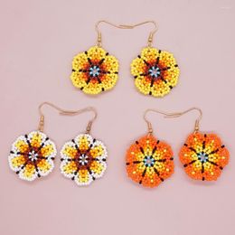 Hoop Earrings Miyuki Flowers Beaded Stainless Steel Drop Earring For Women Fashion Jewellery Beads Ladies Girl Ear Ring