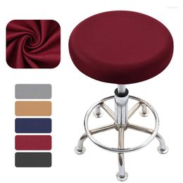 Chair Covers Elastic Bar Stool Removable Round Slipcover Stretch Seat Cover For Coffee Home Protector Solid Color