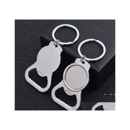 Party Favor Sublimation Blank Beer Bottle Opener Keychain Metal Heat Transfer Corkscrew Key Ring Household Kitchen Tool Drop Deliver Dhr8E