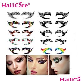 Temporary Tattoos 10 Pairs Eye Tattoo Stickers Waterproof Diy Flash Disposable Eyeshadow Eyeliner Face Sticker Halloween Ma Dh124