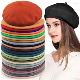 Berets 2023 Beret Hats For Women Winter Warm Headwear French Artist Knitting Beanies Plain Lady Girl Street Cap