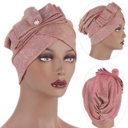 Ethnic Clothing 2023 Women's Turban Caps Bow-tie Glitter Headscarf Bonnet Ready To Wear Inner Hijabs Muslim Wrap Head Hat African