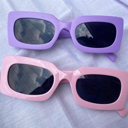 Sunglasses L Fashion Rectangle Women Purple Pink Summer 2023 Trending Blue Green Sun Glasses Retro Sister Travel