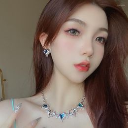 Necklace Earrings Set 2023 Punk Metal Silver Color Irregular Hollow Heart Vintage Simple Party Wedding Choker Brincos Jewelry