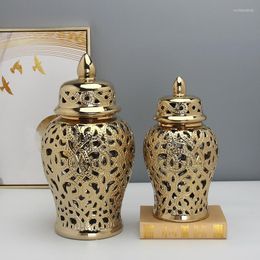 Storage Bottles Chinese-style Ceramic Home Decoration General Hollow Jar Desktop Accessories Handicraft Container Ginger