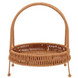 Decorative Flowers & Wreaths Woven Fruit Basket Rattan Bread Storage Wicker Egg Organiser Vegetable Containers Snack Candy Serving Tray For