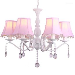 Chandeliers Children's Room Korean Garden Crystal Lamp European Modern Minimalist Pink Princess Girl Bedroom Chandelier ZG8146#