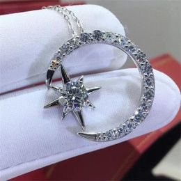 Chains Passed Diamond Test Perfect Cut Moissanite S925 Silver Plated Gold Star Pendant D Color Necklace Fashion Jewelry