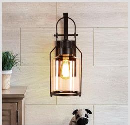 Wall Lamp American Retro Iron Aisle Living Room Background Lamps Simple Creative Glass Balcony
