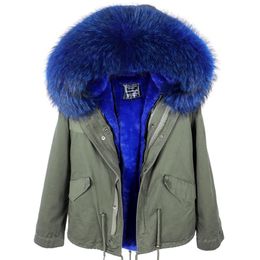 Women's Fur & Faux LIBIELIY Raccoon Coat Nice Winter Short Real Women Jacket Parkas Hooded Female Warm Outwear