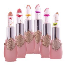 Lipstick Drop Ship Flower Lip Moisturiser Longlasting Jelly Flowers Makeup Temperature Changed Colorf Lips Blam Pink Transparent Del Dhntg
